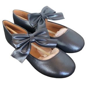 Honey Bunny Blue Sparkly Big Bow Ballet Flats size 3